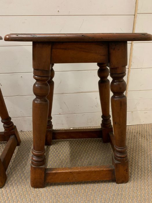 A pair of 19th century fruitwood stools (H53cm W40cm D29cm) - Image 3 of 3