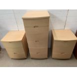 A tall six drawer chest and two bedsides by Alstons cabinets Ltd