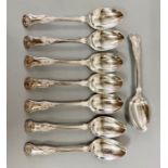 A set of eight silver spoons (Total Weight 553g) please see photos for hallmarks