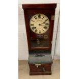 A British time recorder or clocking in clock, in mahogany case