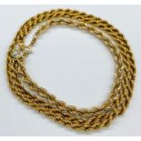 A 9ct yellow gold rope necklace and bracelet (9.4g Total Weight)