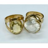 Two substantial cocktail rings in 9ct gold (Total Weight 14.7g)