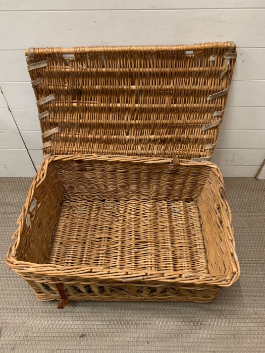 A Vintage Wicker Laundry Basket marked A 58 and Laundry - Image 2 of 2