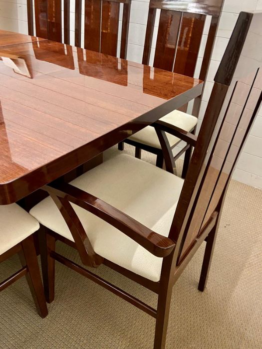 A dining table with six chairs and two carvers made in Italy with one leaf (H78cm W196cm D107cm Leaf - Image 4 of 6