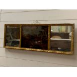 A Georgian mirror with central oil painting (AF) of foxes and two side mirrors in gilt frame.