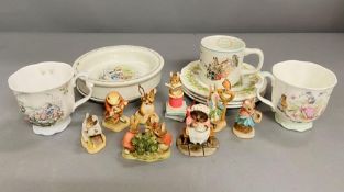 A selection of Beatrix Potter Wedgewood nursey china along with Royal Albert and Royal Doulton