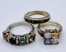 A selection of three quality silver fashion rings