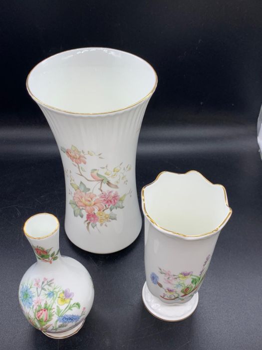 Three pieces of floral china vases by Aynsley and Royal Doulton - Image 3 of 3