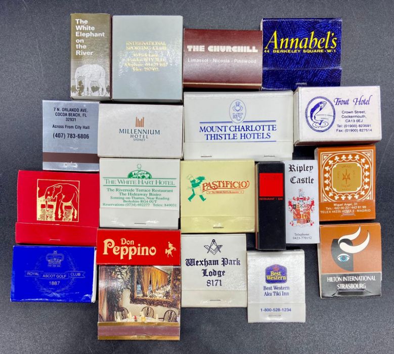 A small selection of various makers match boxes