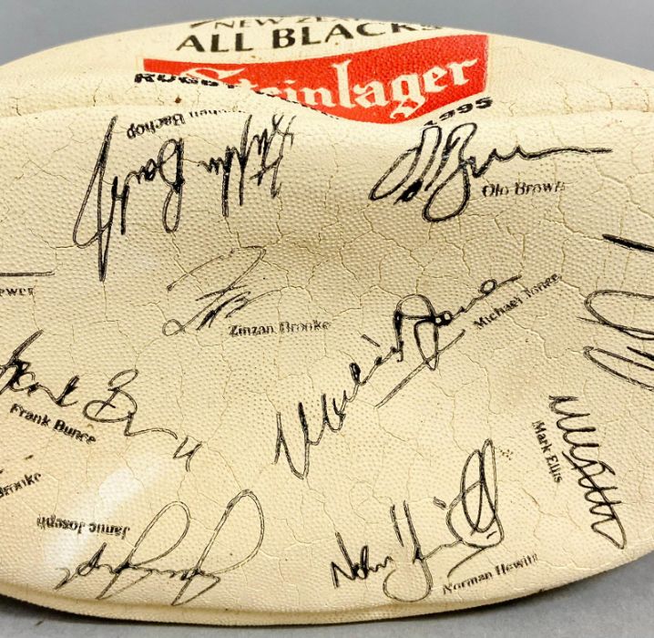 New Zealand all black souvenir rugby ball with printed players signatures - Image 3 of 12