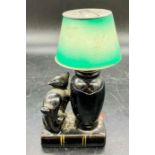 An Evanus novelty lighter C1950's of a cat under a lamp