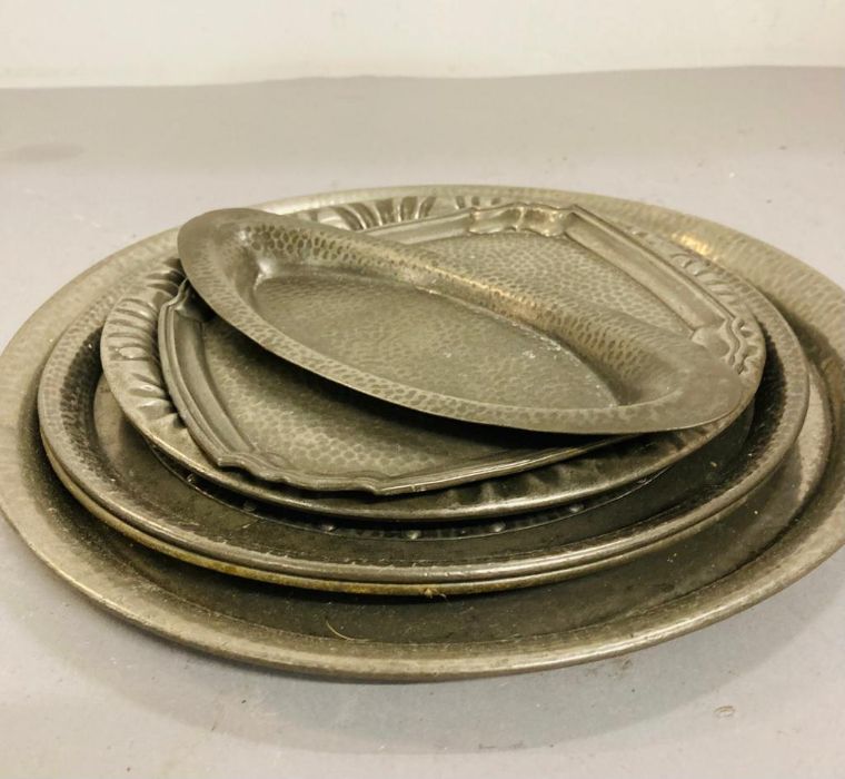 A small selection of various size pewter trays - Image 2 of 2