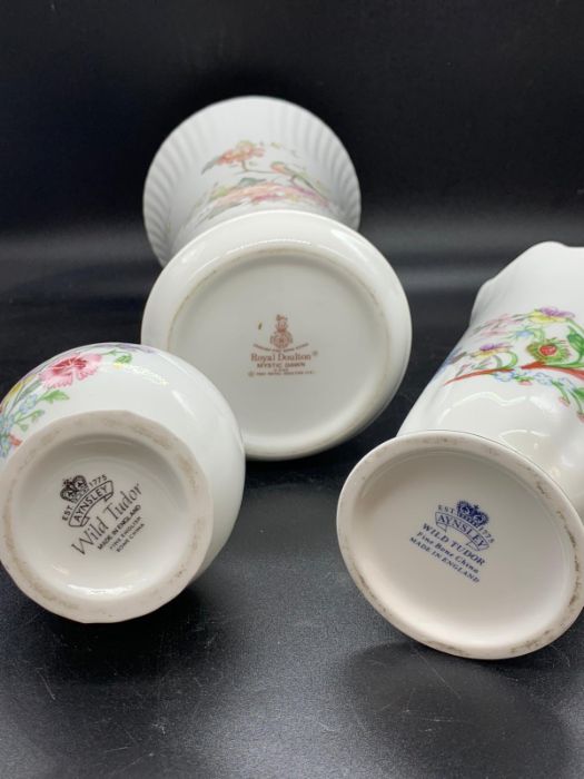 Three pieces of floral china vases by Aynsley and Royal Doulton - Image 2 of 3