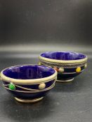 Two china and metal decorative bowls (H6cm Dia11.5cm)