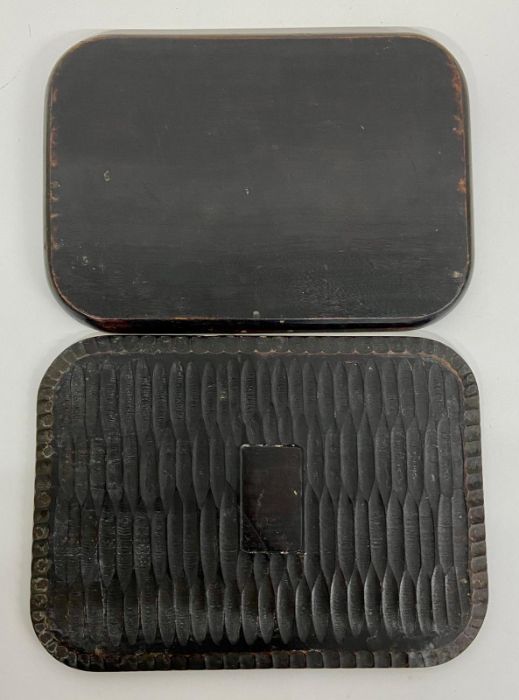 Two small Japanese themed carved wooden trays - Image 4 of 4