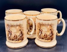 Five Arthur wood picture mugs