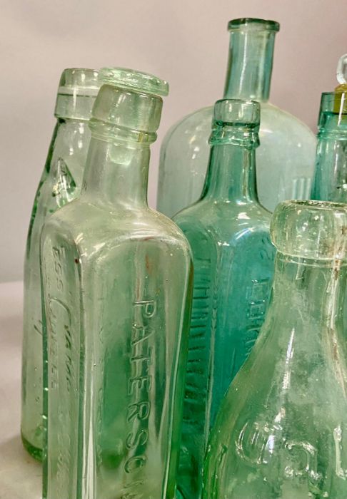 A large collection of turquoise glass bottles - Image 2 of 4