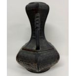 A Black two handled Vase with dragon themed handles (Approx 30cm H)