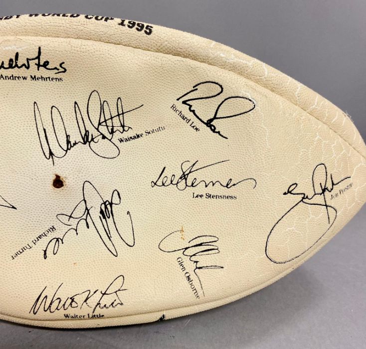 New Zealand all black souvenir rugby ball with printed players signatures - Image 6 of 12