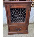 A Laura Ashley side cabinet with metal lattice work to front (H90cm W62cm D46cm)