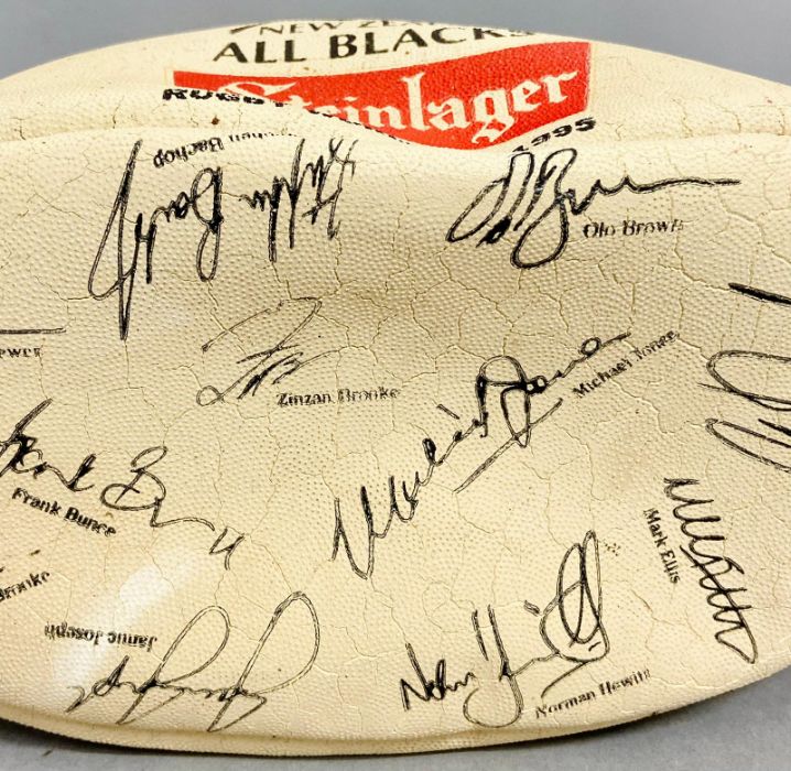 New Zealand all black souvenir rugby ball with printed players signatures - Image 9 of 12