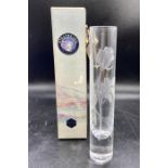 Stuart crystal Strathearn small glass tube vase with etched flower design