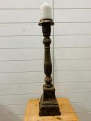 A wooden carved centre candle stick with electric candle (H90cm)