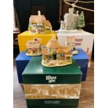 A selection of five Lilliput Lane buildings in boxes with deeds.