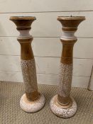 A pair of wooden candle sticks (H46cm)