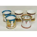 A selection of five royal Collection mugs including two from Buckingham Palace 1996.