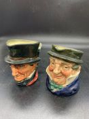 Two small toby charters jugs by Royal Doulton (Tallest 8cm)