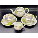 Aynsley "Bluebell Time" tea service to include teapot, milk jug, sugar bowl, two cups and saucers