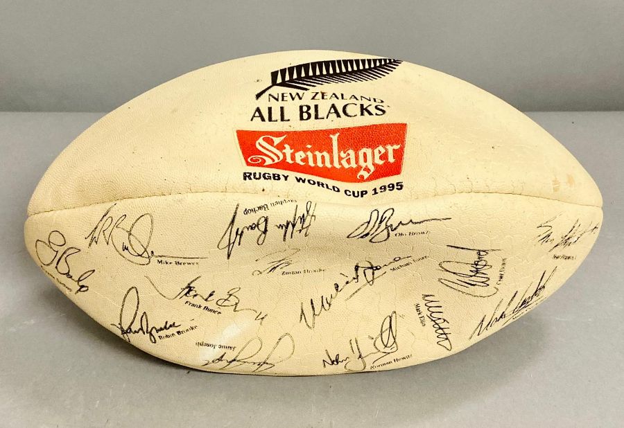 New Zealand all black souvenir rugby ball with printed players signatures