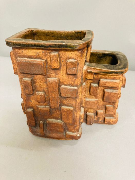 A Studio pottery, double vase. - Image 2 of 3