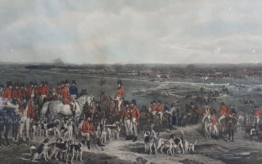 A 19th century hand-colored engraving "The Meeting of Her Majesty's Stag Hounds on Ascot Heath", - Image 2 of 4