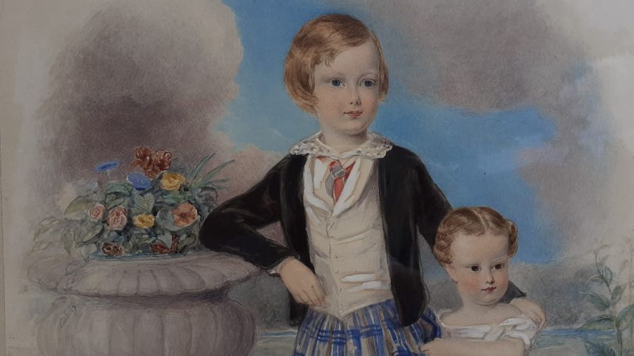 A 19th century English School, 'Portrait of two children', unsigned, according to label verso - Image 3 of 4