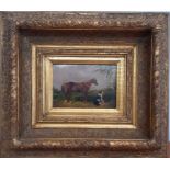 A 19th century English School, Follower of James Ward RA, 'Horse and dog', oil on panel, within a