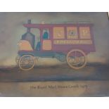 "The Royal Mail Steam Couch 1879", a print underglass, (25x32 cm).