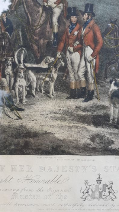 A 19th century hand-colored engraving "The Meeting of Her Majesty's Stag Hounds on Ascot Heath", - Image 4 of 4