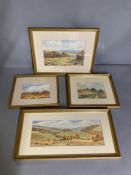 Four watercolour landscapes, illegibly signed, framed and glazed. (25cm x 16cm) (Frame 40cm x 29cm)