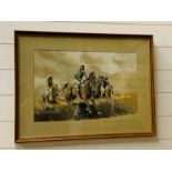 A racing watercolour by Eric H Day, framed and glazed,