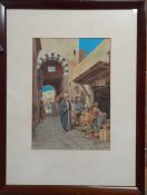 Vittorio Rappini (1877-1939) Italian, "A coffee shop, Cairo", signed lower left, watercolour on