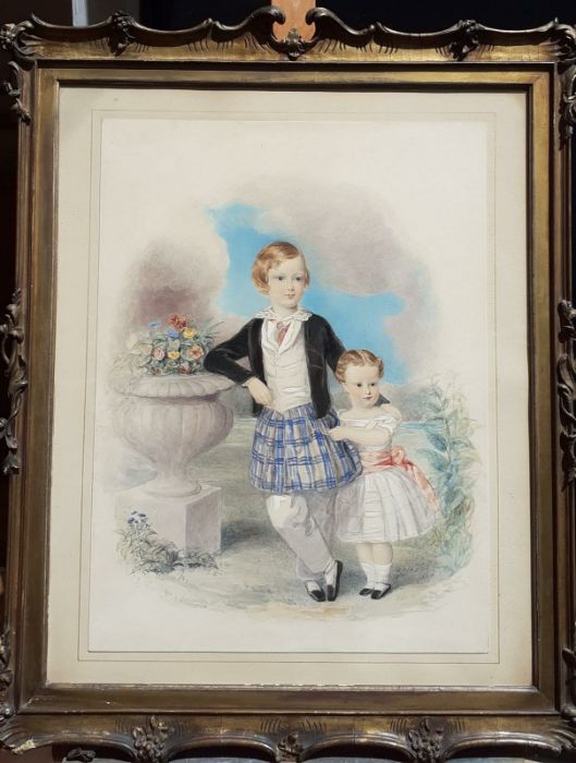 A 19th century English School, 'Portrait of two children', unsigned, according to label verso - Image 2 of 4