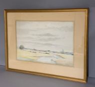 A riverlandscape signed: 'D.E. Mills' and signed 1934, titled verso ¨Storm clouds¨, framed and