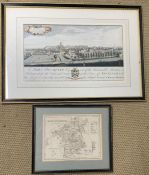 Two prints of maps, including one of Nottingham, framed and glazed, (42cm x 24cm). (2)