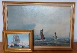 A pair of maritime prints, framed, (48x74 cm largest). (2)