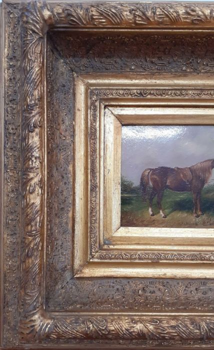 A 19th century English School, Follower of James Ward RA, 'Horse and dog', oil on panel, within a - Image 4 of 10