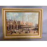 A print on canvas after Canaletto, 'Piazza San Marco: Looking South-East' (in the National Gallery