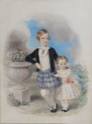 A 19th century English School, 'Portrait of two children', unsigned, according to label verso