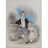 A 19th century English School, 'Portrait of two children', unsigned, according to label verso